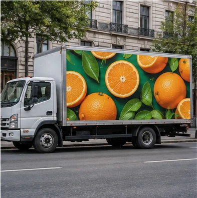/truckwrap 예시 이미지 — 화물차 측면 전체를 활용한 이동식 광고
