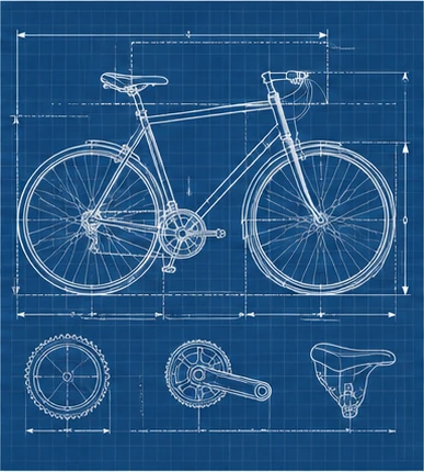 /blueprint 예시 이미지 — 청사진 스타일의 흰 선 기술 도면