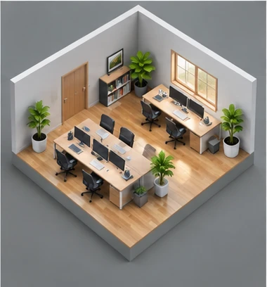 /isometric 예시 이미지 — 45도 등각으로 그린 미니어처 공간 렌더