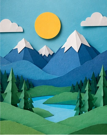 /papercraft 예시 이미지 — 오려 붙인 색종이로 만든 종이 공예 화면