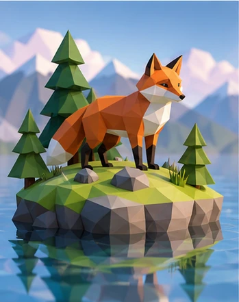 /lowpoly 예시 이미지 — 면이 적은 다각형으로 단순화한 3D