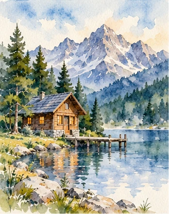 /watercolor 예시 이미지 — 번지는 물감과 종이 결이 살아 있는 그림