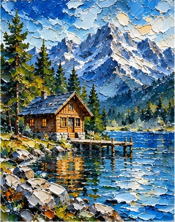 /oilpainting 예시 이미지 — 두껍게 올린 물감과 붓 자국이 보이는 회화