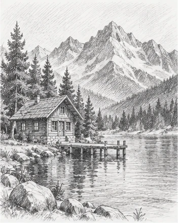 /pencilsketch 예시 이미지 — 흑연 명암과 해칭으로만 그린 소묘