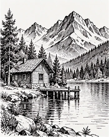/inkdrawing 예시 이미지 — 펜선과 촘촘한 크로스해칭의 흑백 그림
