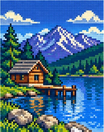 /pixelart 예시 이미지 — 눈에 보이는 픽셀 격자와 제한된 색으로 그린 그림